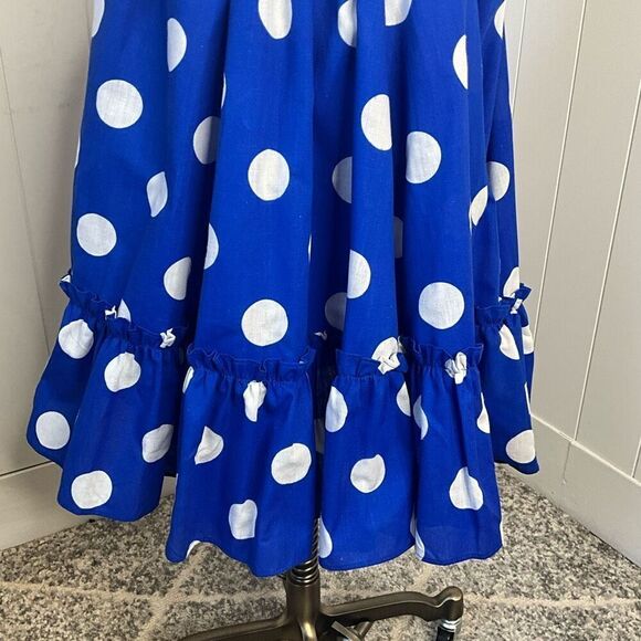 Vintage Pitchfork Brand Women’s Medium Blue White Swing Midi Skirt Ruffled Hem - Picture 5 of 10